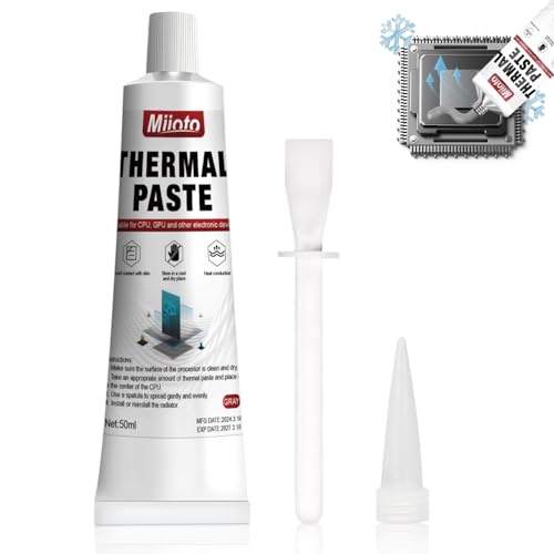 Miioto Pasta Termoconduttiva, Thermal Paste Grigio, Pasta Termica CPU, Resistenza alle Alte Temperature, Adatta per Lampade a LED, Prodotti Elettronici, Raffreddamento della CPU - 50ml