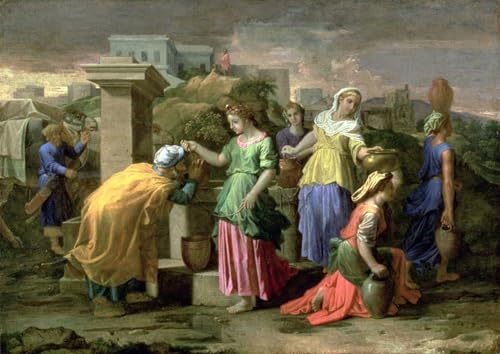 Tableaux Mural sur Toile Eliezer et Rebecca de Nicolas Poussin Décoration Chambre 60x90cm