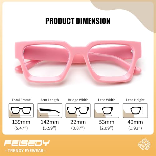 Image of FEISEDY Retro Blue Light Blocking Glasses for Women Men 90s Classic Rectangle Frame Thick Chic Computer Eyeglasses B2383R