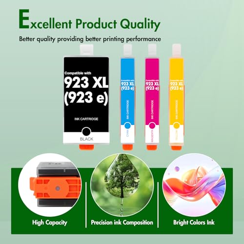 Image of 923 923XL 8130e Ink Cartridges Combo Pack with Chip: Replacement for HP 923e 923XL 923 Ink Cartridges for HP Printer OfficeJet Pro 8130e 8135e 8139e 8138e 8122e 8120 8124e 8125e 8130 8132e 8134e