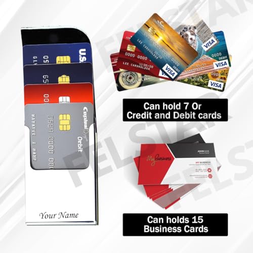 Image of FELSTAR Customized /Personalized Card Holder with Name Engraved, Leather Professional Business Visiting Card Holder /Credit Card Holders Men, Women Day Gift, Corporate Gift for Employees Black