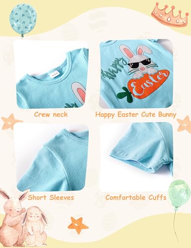 Image of Blue Rabbit Print Coordinated Outfit, 18-24 Months, Easter Gift Set for Toddlers