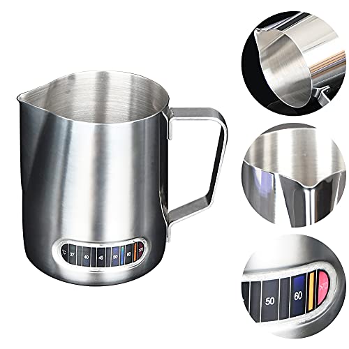 Anwangda Melkkan, RVS Handheld Stoomende Melk Opschuimende Werper Roestvrij, Vlekbestendig, Crash-Proof, Hittebestendige Melkopschuimer Pitcher voor Barista Cappuccino Espresso Making (Maat: 350ml) - Image 7