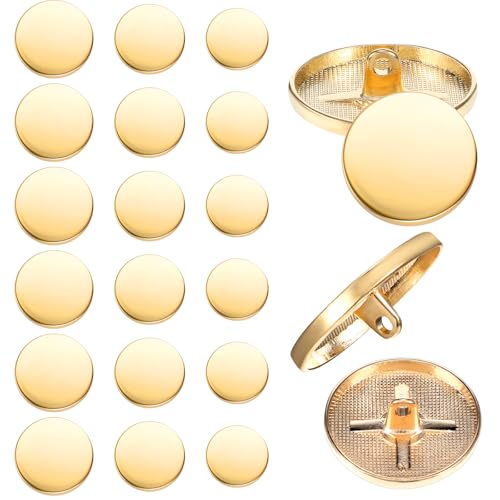 Mabor - 18 Botones Dorados Planos De Metal: 6 De 15 Mm, 6 De 20 Mm, 6 De 25 Mm Para Blazers, Abrigos, Trajes, Camisas, Chaquetas Y Manualidades
