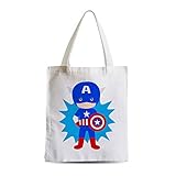 Impression HD et inaltérable French Unicorn Tote bag Sac Shopping Petit Captain America Super Héros Enfant Illustration Personnage BD