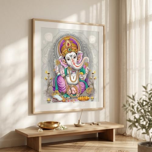 Image of Fabulous Landscape Ganesh Religious wall Poster Picking up Govardhan Parvat for Home Decor, Living Room, Bed Room, Kids Room (Self Adhesive Vinyl, Water Proof) (60 x 66 Inch)
