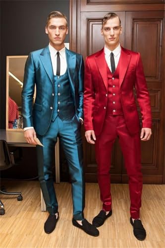 Satin Men Suits Slim Fit 3 Piece Suit for Men Formal Wedding Prom Suits Men Blazer Vest Pants Set2