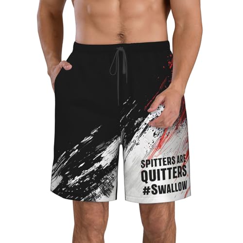 Board Shorts Spitters are Quitters Mens Swim Trunks Quick Dry Swim Shorts Beach Short Summer Swimwear with Pockets