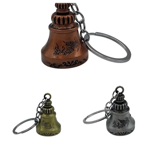 Image of Classic Antique Tibetan Temple Bell Shaped Keyring for Gift Gaurdian bell for Car Bike Bags Metal Key ring Key Chain Bag Charm Gift