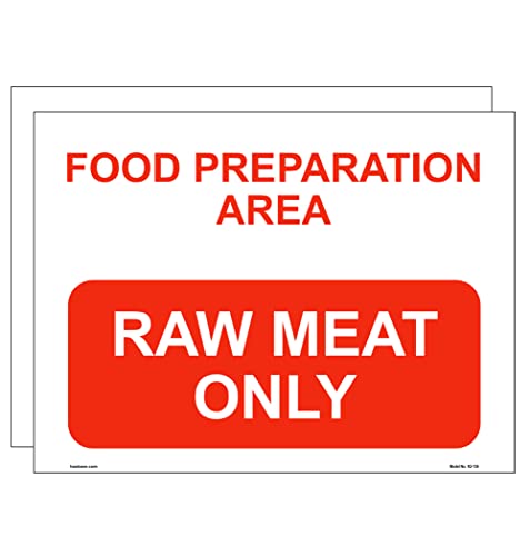 Haobase 2 Pcs Food Preparation Area Raw Meat Only Sign Stickers - Self Adhesive Vinyl (20cm x 15cm)