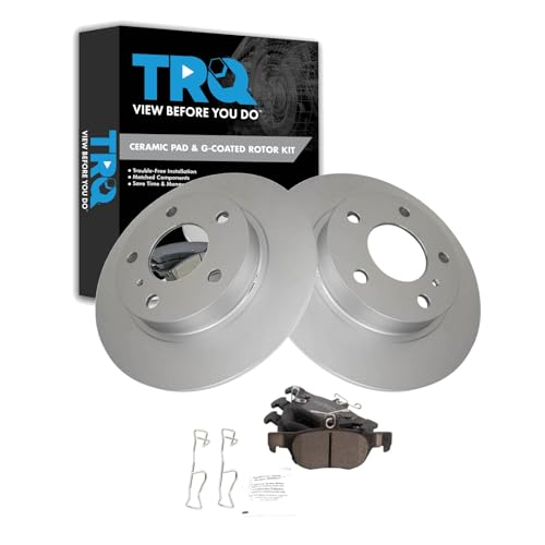 Image of TRQ Rear Brake Pad and Rotor Set Ceramic Coated Rotors Compatible with 2019-2021 Mazda 3 2020-2021 CX-3 CX-30