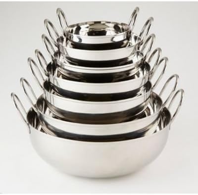 18 oz Silver Stainless Steel Balti Dish with Handles