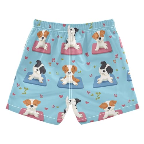 Cute Dogs Blue Boy's Swimwear Trunks Youth Teen Board Swimming Shorts Lightweight with Pocket Beachwear 2T2