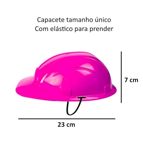 Capacete de Construtora Brinquedo Infantil e Adulto Rosa Construção Obras 1 Unidade