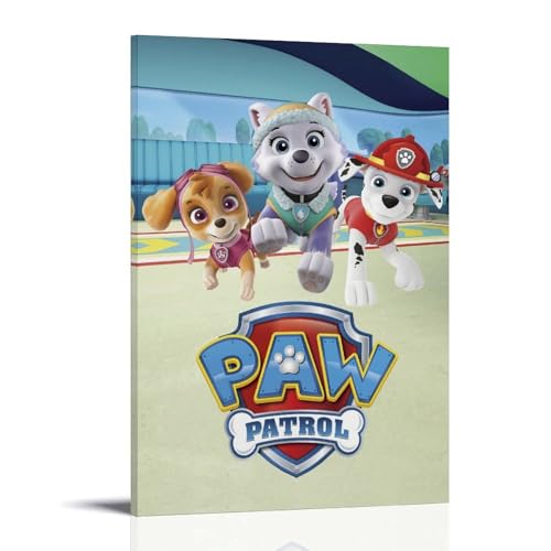 Maplecaroov Póster de la Patrulla Canina (6) arte de pared, lienzo moderno y estético, pintura decorativa para sala de estar, dormitorio, 60 x 90 cm, estilo marco
