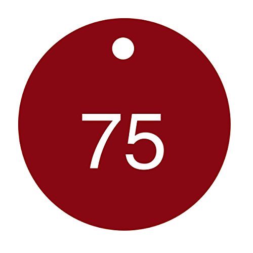 Plaque numérotée plastique ronde 51 à 75 rouge de 3,8 cm pour identification