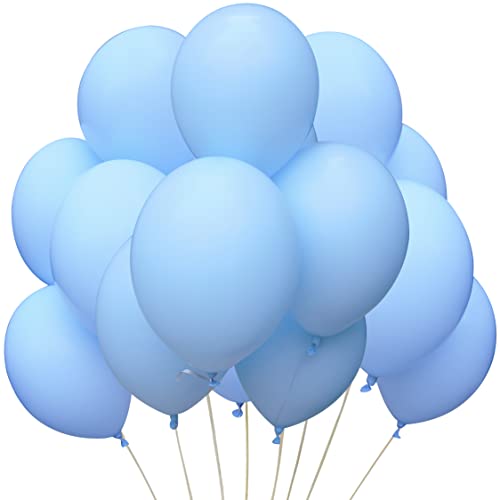 Image of Jonhamwelbor Light Blue Pastel Balloons (12Inch 100Pcs) Sky Blue Latex Macaron Blue Matte Balloons for Baby Shower Birthday Party