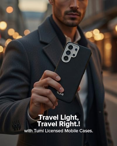 Image of CG MOBILE TUMI [Official Licensed], Protective Case Designed for Galaxy S26 Ultra (2026) | Magnetic System Balistic Texture Case | Genuine Leather Case - Black