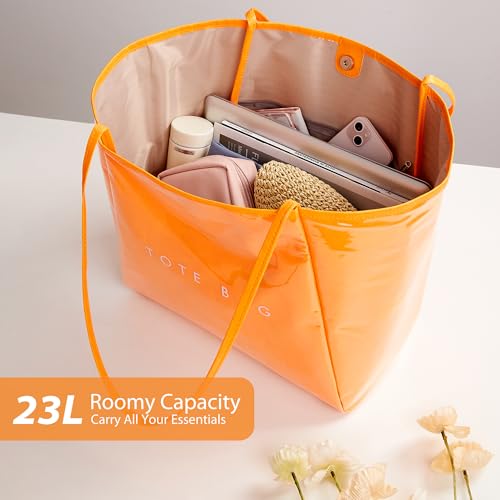 Image of KALIDI PVC Tote Women Weekender Bag Large Shopper Handbag Oversize Shoulder Travel Purse