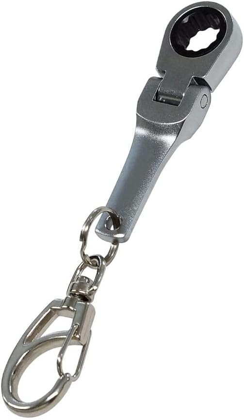 SaiDian 1Pcs 10mm Ratcheting Wrench Key Chains Portable Ratchet Wrench Keychain Key Ring Flex Head Mini Hardware Tool