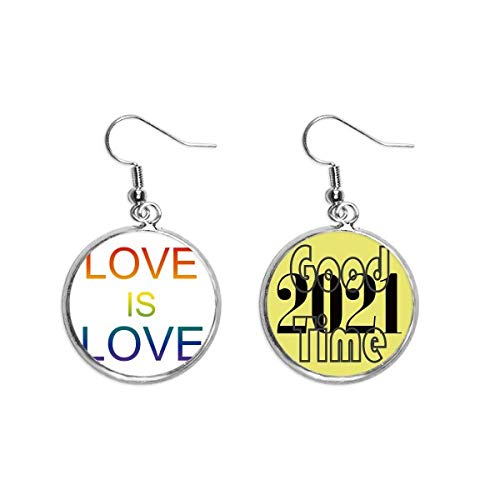 Pendientes LGBT de arcoíris Love Is Love en plata hipoalergénica con cierre de seguridad de tuerca
