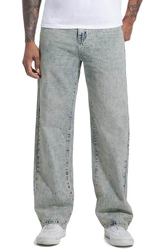Men's Non-Stretch Loose Fit Wide-Leg Baggy Jeans Pants