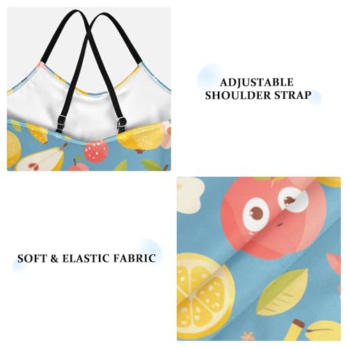 KLL Cute Fruits Bananas Apples Pears Scandinavian Style Girl 1-Piece Bathing Suit Beach Swimwear with Adjustable Straps3