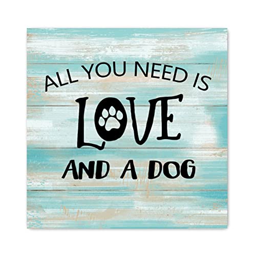 Panneau en bois All You Need Is Love pour salon et chambre déco humour canin