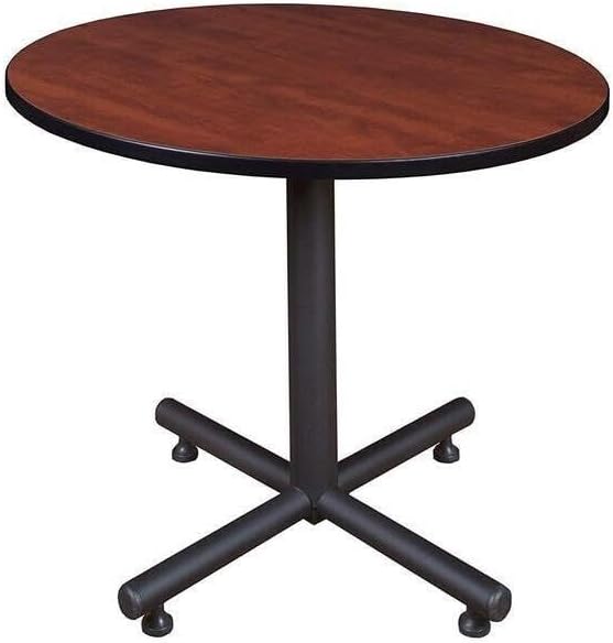 HomeStock Coastal Cool 36" Round Breakroom Table, Classic Design, 36" Diameter x 29" H, Cherry Finish - Ideal for Offices, Cafeterias, and Dining Areas, Durable and Stylish