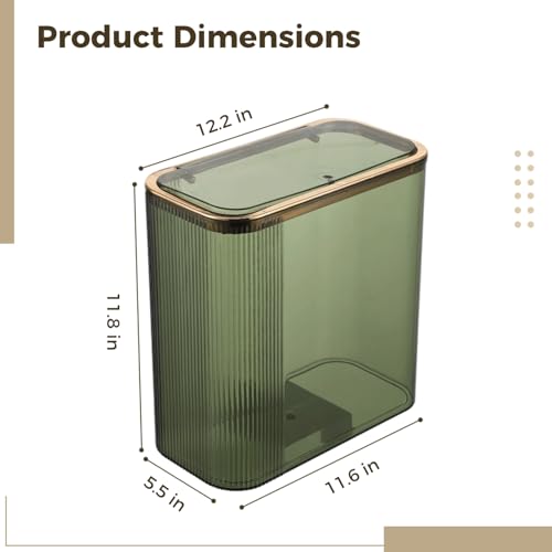 Caneca de basura transparente rectangular para baño 12.2 in miniatura 4