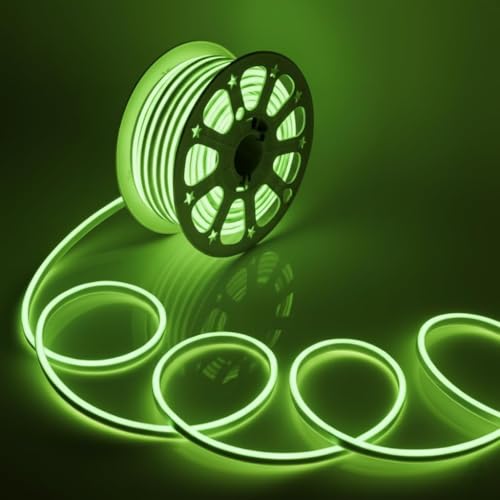 Image of 16.4 Feet LED Neon Strip Lights, with 12V Adapter, Waterproof IP65, Silicone Flexible Rope Light for Home Decor | Led Strip Lights | Neon Lights | 5 Meter | (Green)