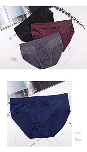 Andongnywell summer Men's Mesh ice silk breathable Modal Microfiber Trunks Underwear Covered Band Multipack 3 Pack4