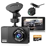 Alltotive Dash Cam Front and Rear, 1080P Full HD In Car Camera Dual Lens Dashcam for Cars, SD Card Included, 170 Wide Angle with Loop Recording and G-sensor(E3)