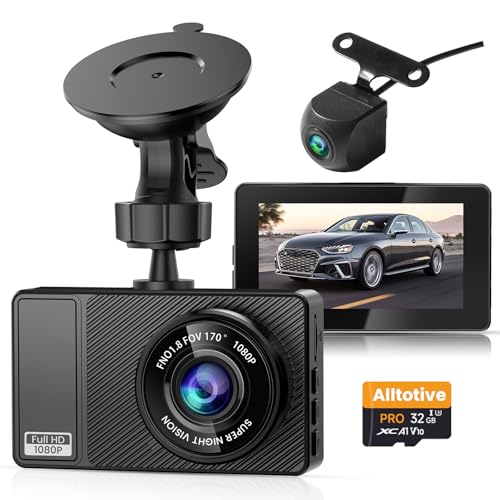 Alltotive Dash Cam Front and Rear, 1080P Full HD In Car Camera Dual Lens Dashcam for Cars, SD Card...