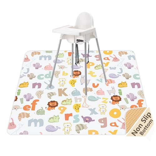 Image of Baby Splat Mat for Under High Chair and Arts and Crafts, 51" Waterproof Wipeable Floor Protector, Anti-Slip Washable Splash Mat