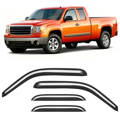 Image of Extra-Thick Rain Guards Fit for Chevy Silverado /GMC Sierra 1999-2006 Extended Cab Window Rain Guard Extra Durable Window Deflectors Window Vent Visors Vent Shades Exterior Car Accessories
