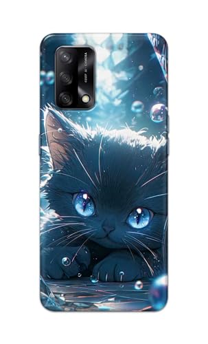 Image of Printed Hard Back Cover Case for Oppo F19 | Oppo F19s | Oppo A74 4G Back Cover (Cute Cat) -1111