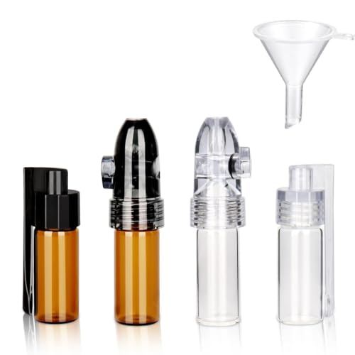 Hshihaysx 5 pezzi Mini Bottiglia di Spezie in Polvere, Dosatori per Tabacco da Fiuto,Dispenser per Snuff con Cucchiaio,Contenitore di Polvere,Bottiglia Portatile Integrata per Viaggi All'aperto