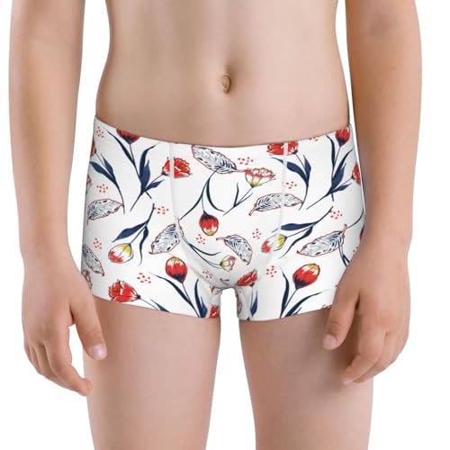 Boys' Cotton Boxer Brief Soft Underwear-Tulips Flowers