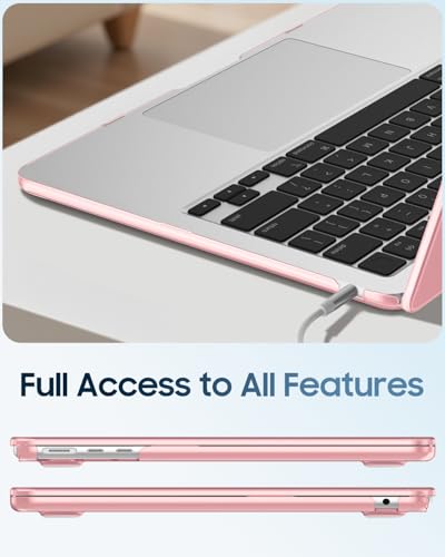 Image of Fintie Case for MacBook Air 13.6 A3449 /A3240 /A3113 /A2681, Crystal Pink | 2022-2026, M2 /M3 /M4 /M5, Snap-On Shell Cover, Full Port Access, Easy On /Off, Lightweight