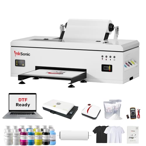 InkSonic L1800 DTF Printer Machine, A3 T-Shirts Printing Machine with Oven & Laptop, Heat Transfer DTF Kit for Clothing Design, Direct to Film, 13