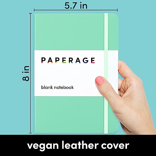 Image of PAPERAGE Blank Journal Notebook, (Mint), 160 Pages, Medium 5.6 in x 8 in - 100 GSM Thick Paper - Hardcover Journaling Notebook for Work, School, Note Taking or Sketching