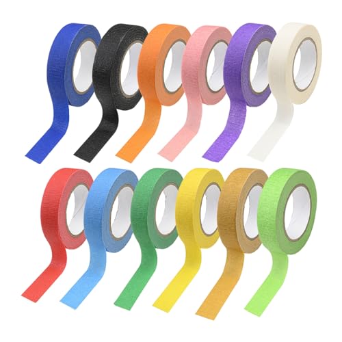 12 Rolls Colored Masking Tape 0.6in x 15yd, Multicolor for Crafts Labels