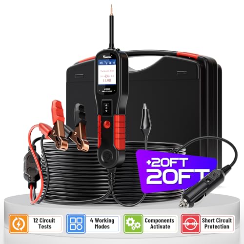 VDIAGTOOL V200 Automotive Circuit Tester, Power Circuit Probe Tool, 12-24V Electrical Short Open Breaker Circuit Finder, AC/DC Current Resistance, Duty Cycle, & 20FT Extension Cord, for 99% Cars