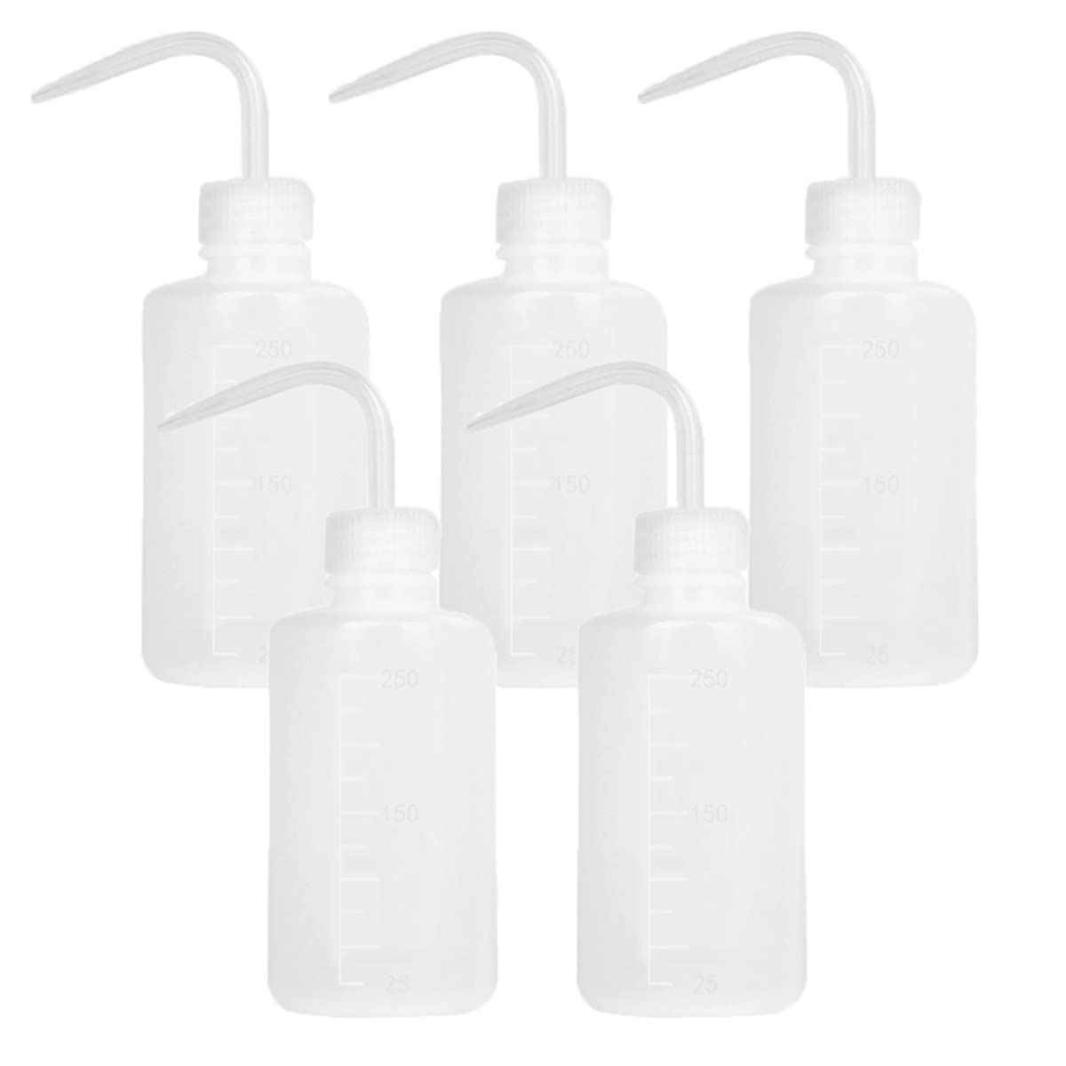 Skypro Transparent 250Ml Plastic Safety Wash Bottle, Lab Squeeze Bottle With Narrow Mouth And Scale Labels, Squirt Bottle For Plant Flower Succulent Watering - 5 Packs