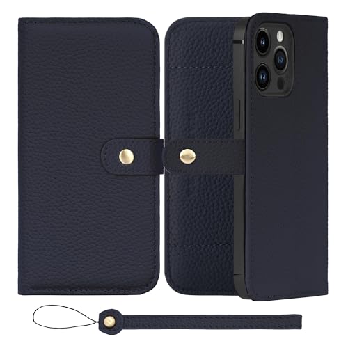 HANATORA for iPhone 15ProMax �P�[�X �蒠�^ �{�v �X�}�z�P�[�X �X�}�z �X�^���h �X�g���b�v �t�� �V�������N�J�[�t���U�[ �x���g���� �}�O�l�b�g�Ȃ� �l�C�r�[ H1SPB-15ProMax-Navy �M�t�g �a���� ���� �j