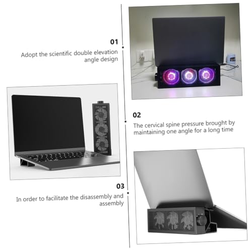 Base para laptop con ventilador SHINEOFI RGB ajustable miniatura 3