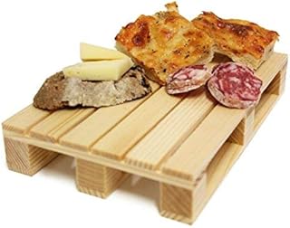 BuyStar Tagliere in Legno Rettangolare Vassoio a Forma di Pallet per Antipasti, Pizza, Aperitivi, Stuzzicheria, Salumi, Crostini da Servire a Tavola, 30 x 15 x 4 cm