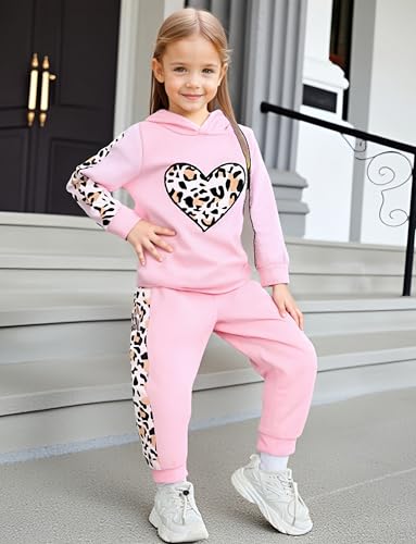 Image of 2PC Girls Clothes Girl letter and Floral print Hooded Set, letter print Top +Floral print Pants Set