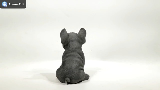 Estatua de Bulldog Francés Acostado en Resin Gris Azul miniatura 6